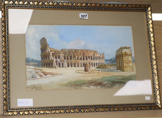 Gaetano Facciola, watercolour, The Coliseum, Rome, signed, 23 x 40cm.